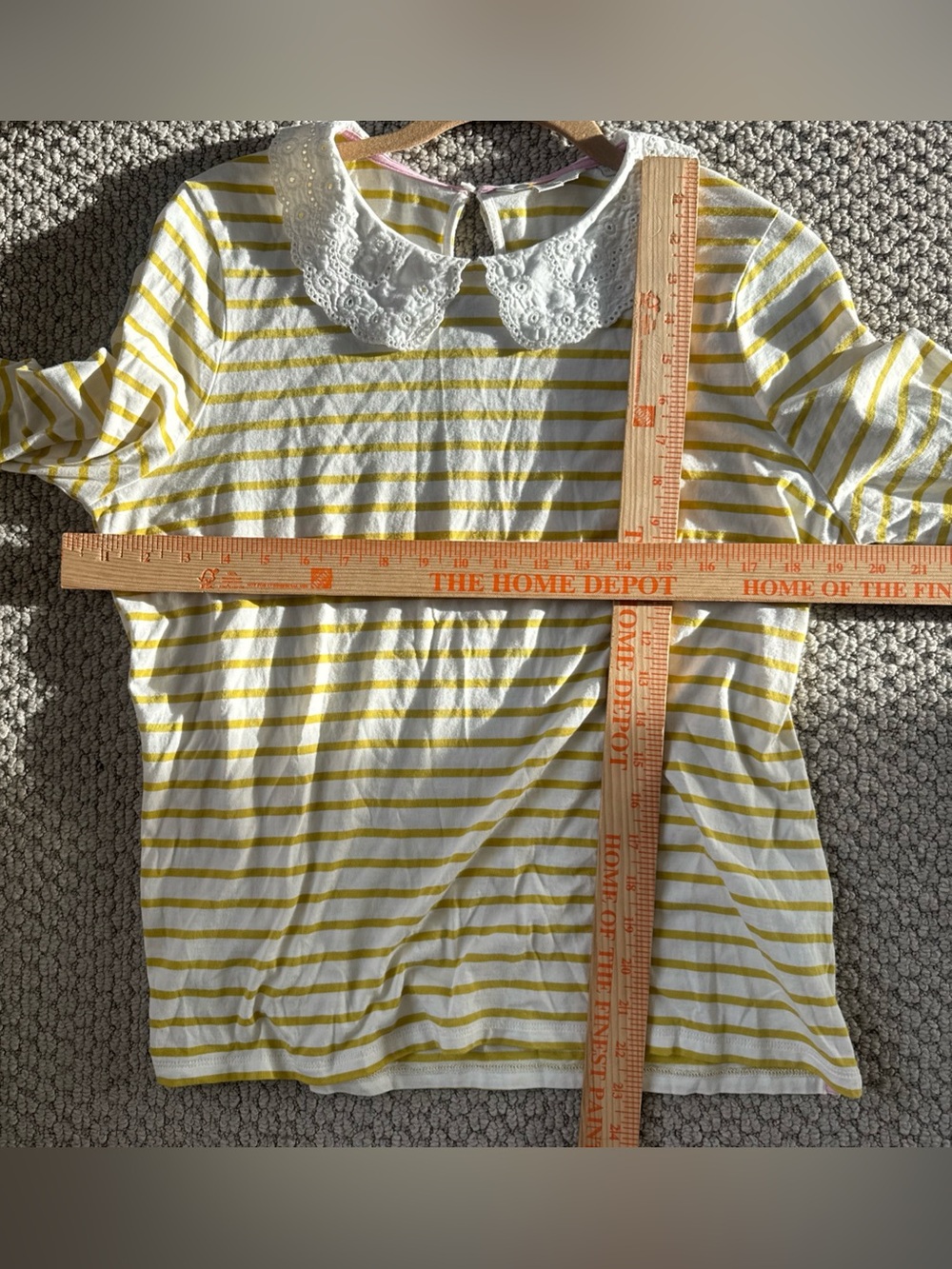 Boden Kathleen Yellow White Stripped Eyelet Peter Pan Collar Size 10 - Picture 7 of 7